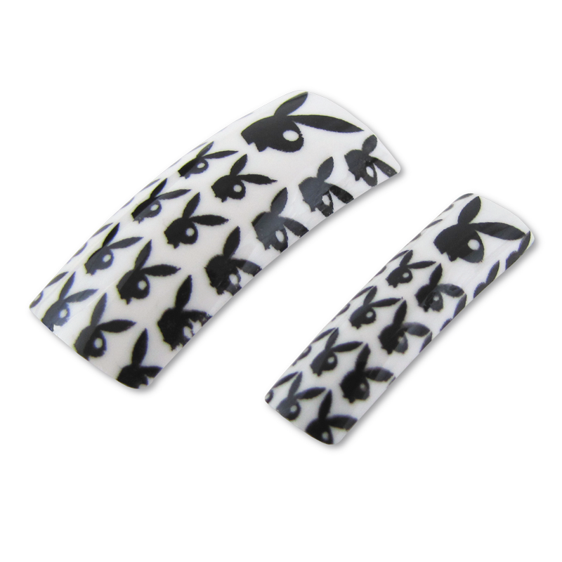prothèse ongle Playboy lapin noir et blanc