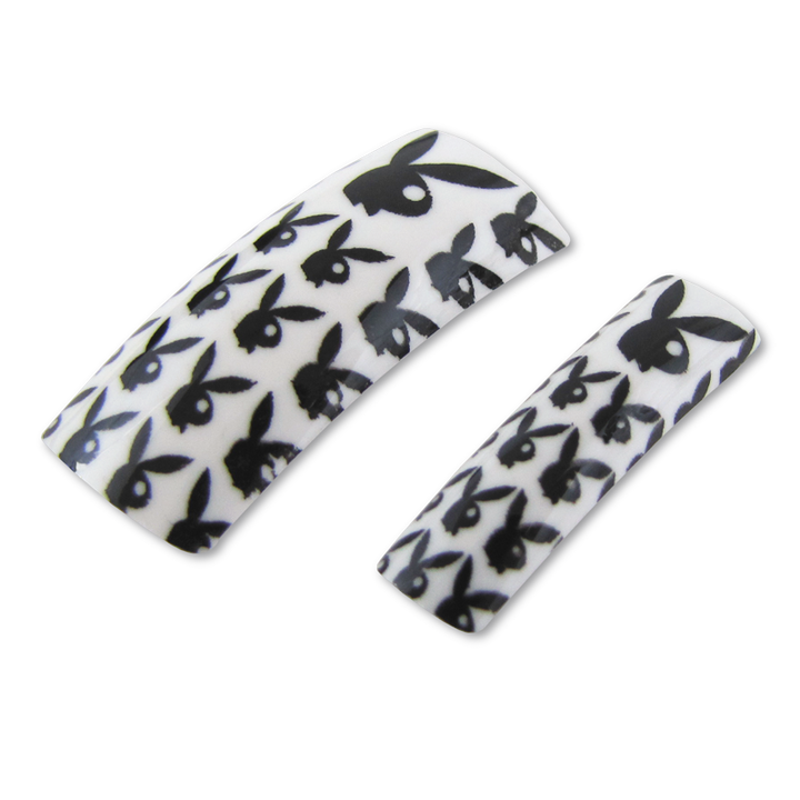 prothèse ongle Playboy lapin noir et blanc
