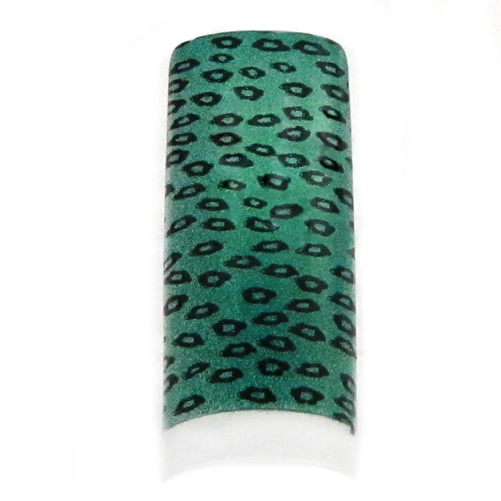 prothèse ongle léopard vert et noir
