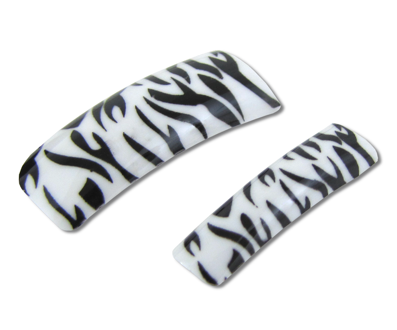 Decorative Nail Tips Half Well Zebra Black on White (70) (PDFL19