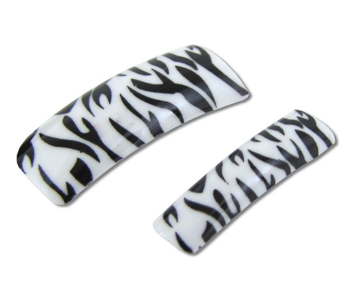 Decorative Nail Tips Half Well Zebra Black on White (70) (PDFL19