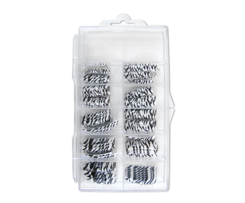 Decorative Nail Tips Half Well Zebra Black on White (70) (PDFL19