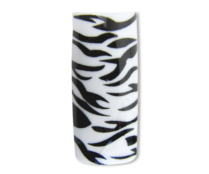 Decorative Nail Tips Half Well Zebra Black on White (70) (PDFL19
