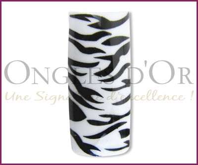 Decorative Nail Tips Half Well Zebra Black on White (70) (PDFL19
