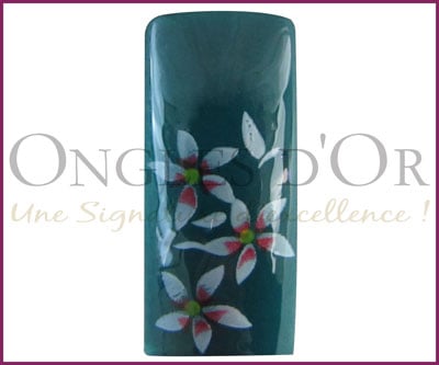 Prothèses Déco. Françaises Fleurs Blanc/Rouge sur Vert (70) 