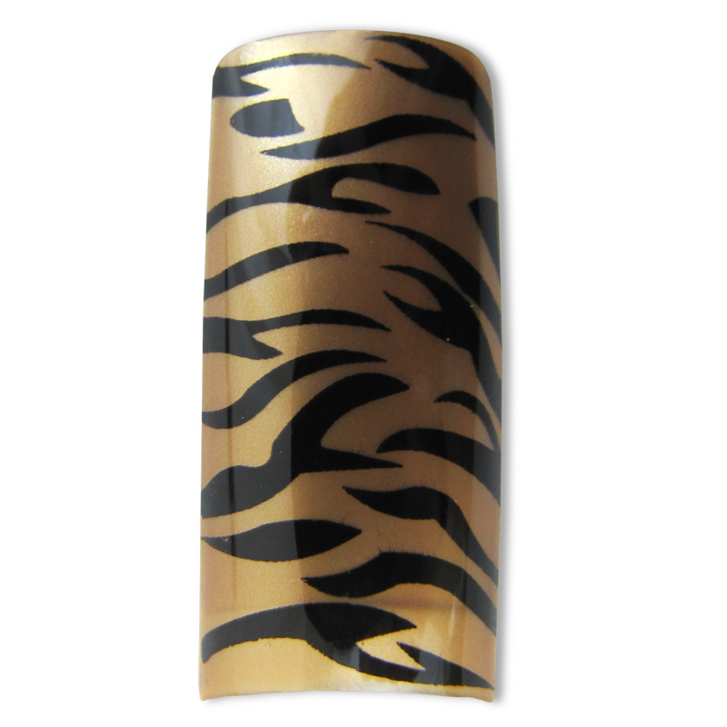 prothèse ongle zèbre or noir