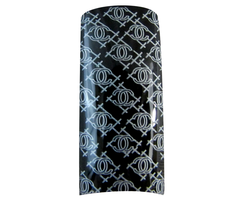 Capsules ongles Chanel Blanc sur Noir