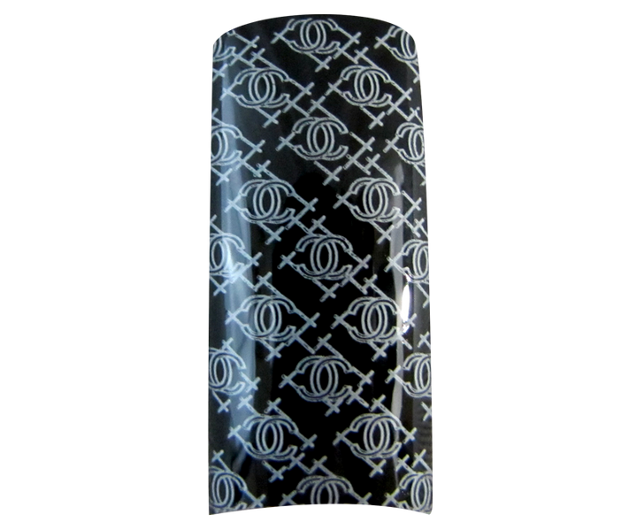 Capsules ongles Chanel Blanc sur Noir