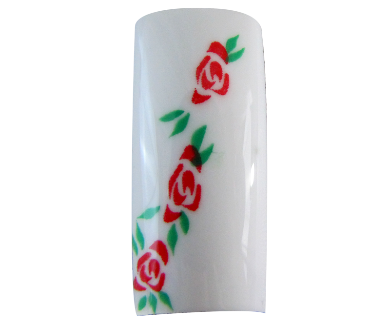capsules ongles Fleurs Rouge sur blanc