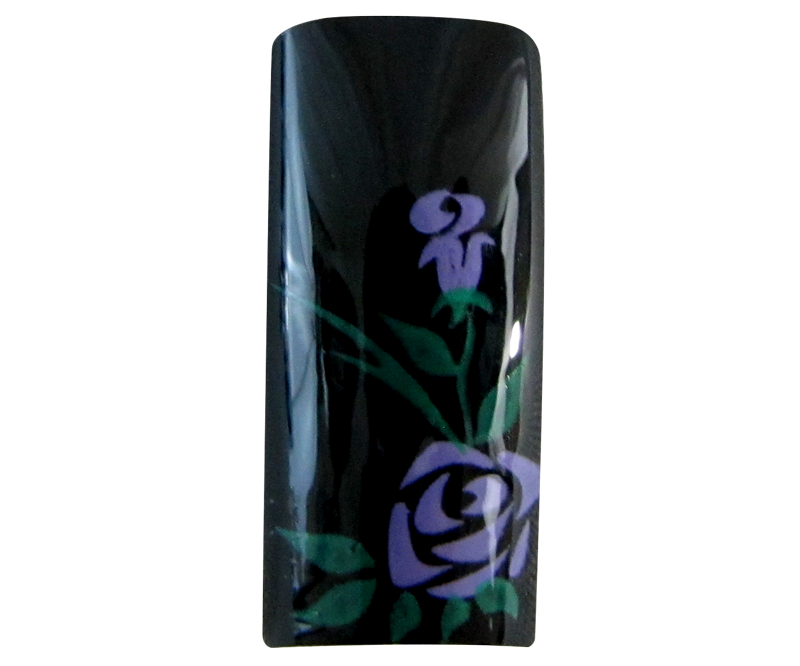 capsules ongles Fleurs Mauve sur Noir