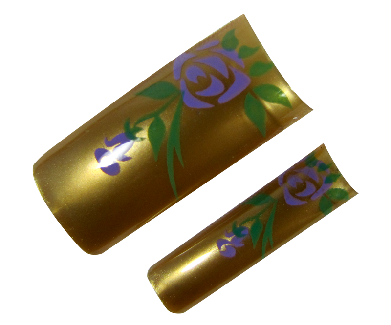 capsules ongles Fleurs Mauve sur Or