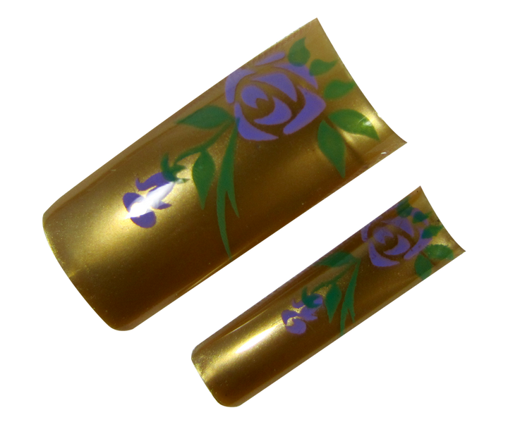 capsules ongles Fleurs Mauve sur Or