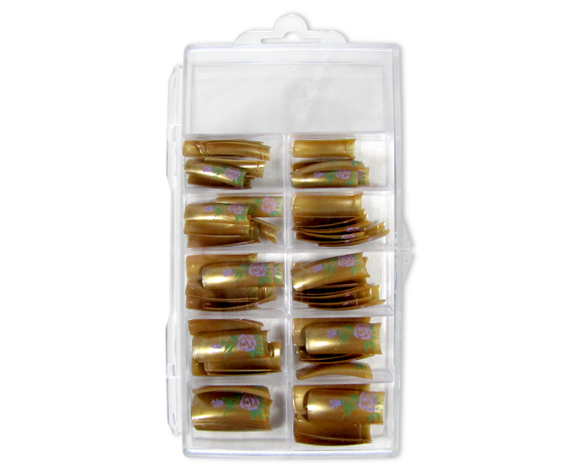 capsules ongles Fleurs Mauve sur Or