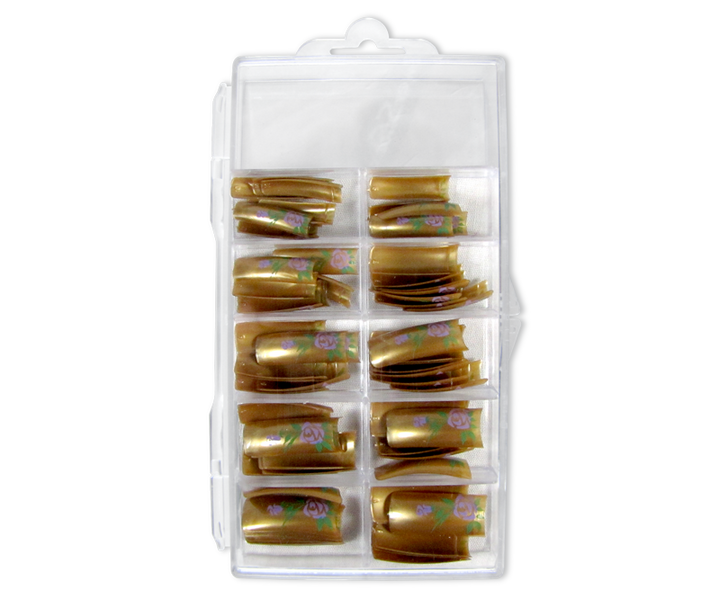 capsules ongles Fleurs Mauve sur Or