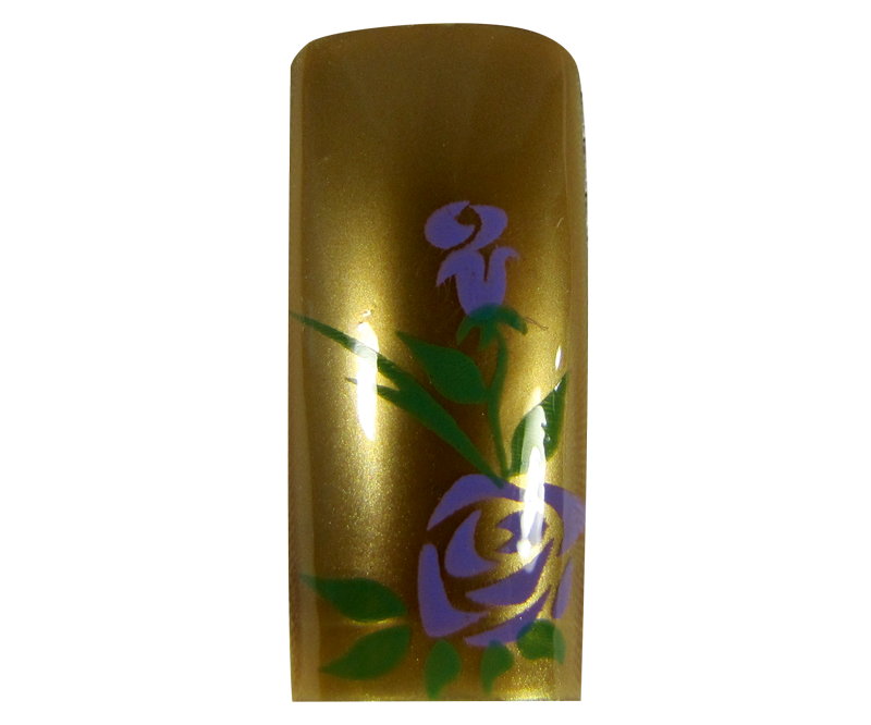 capsules ongles Fleurs Mauve sur Or