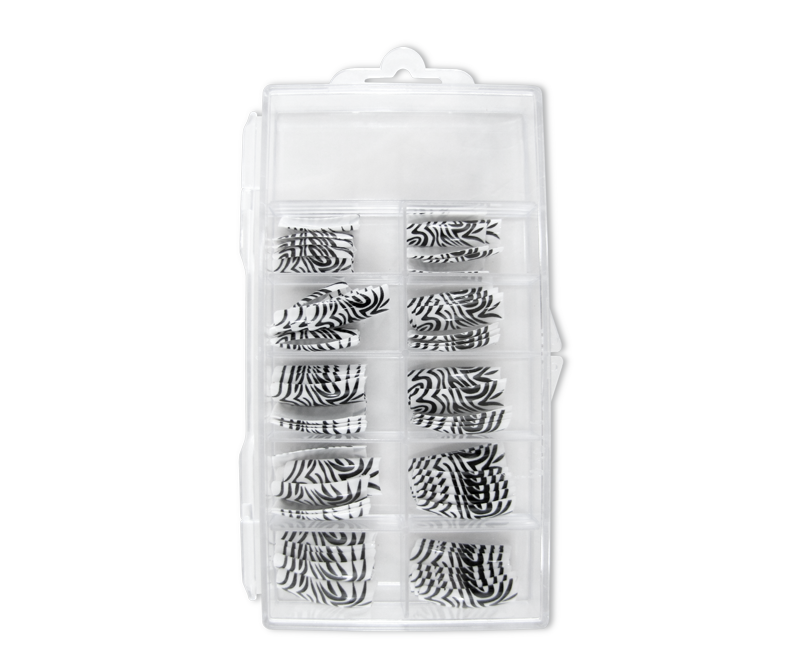 Decorative Nail Tips Half Well Zebra Black on White (70) (PDFL38