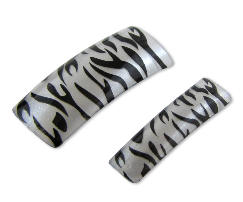 prothèses ongles zèbre noir argent