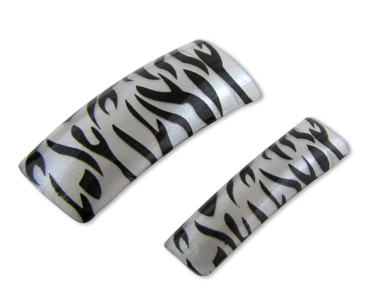 prothèses ongles zèbre noir argent