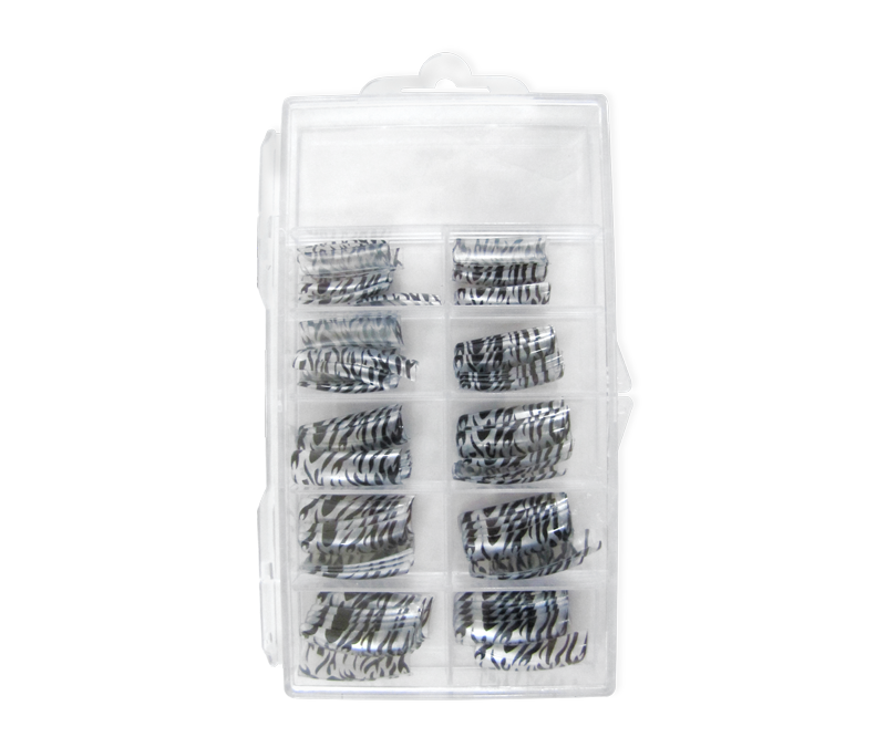 prothèses ongles zèbre noir argent