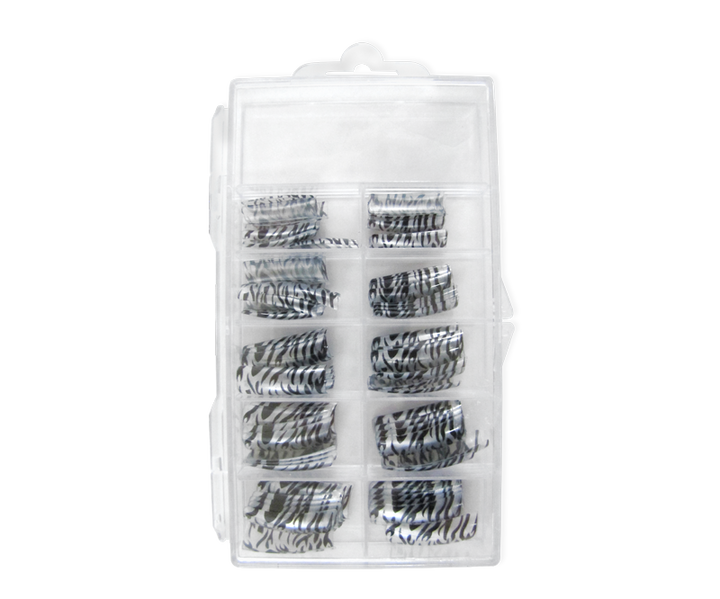 prothèses ongles zèbre noir argent