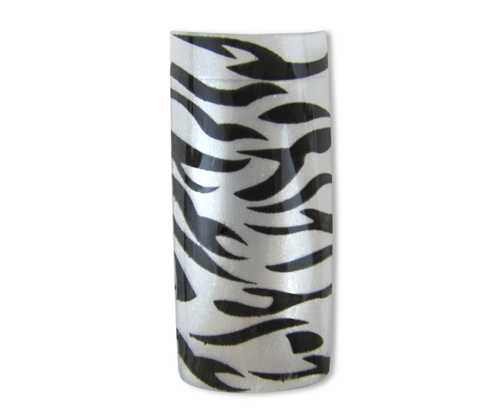 capsules ongles zèbre noir argent