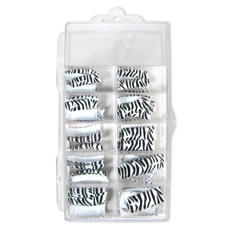 prothèses ongles zèbre boite 