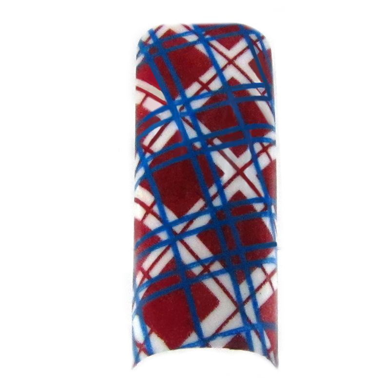 prothèse ongle écossais rouge bleu