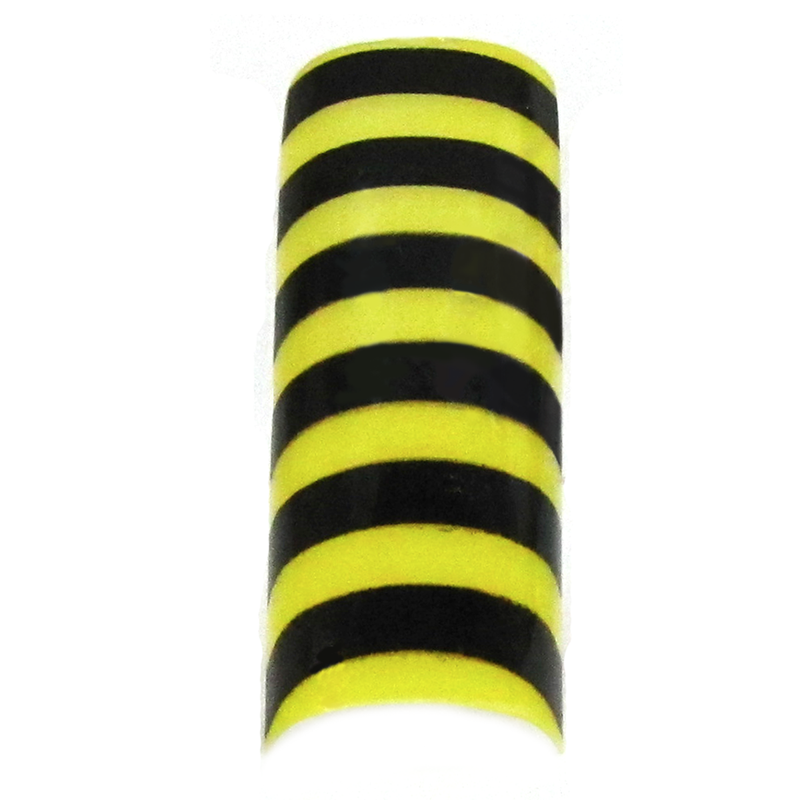 prothèse ongle abeille rayé jaune noir