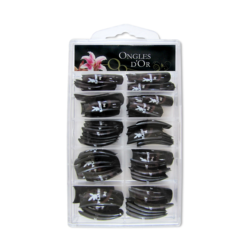 prothèses ongles playboy blanc et brun sur noir