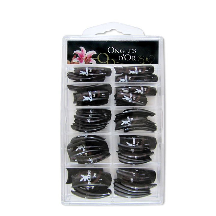 prothèses ongles playboy blanc et brun sur noir