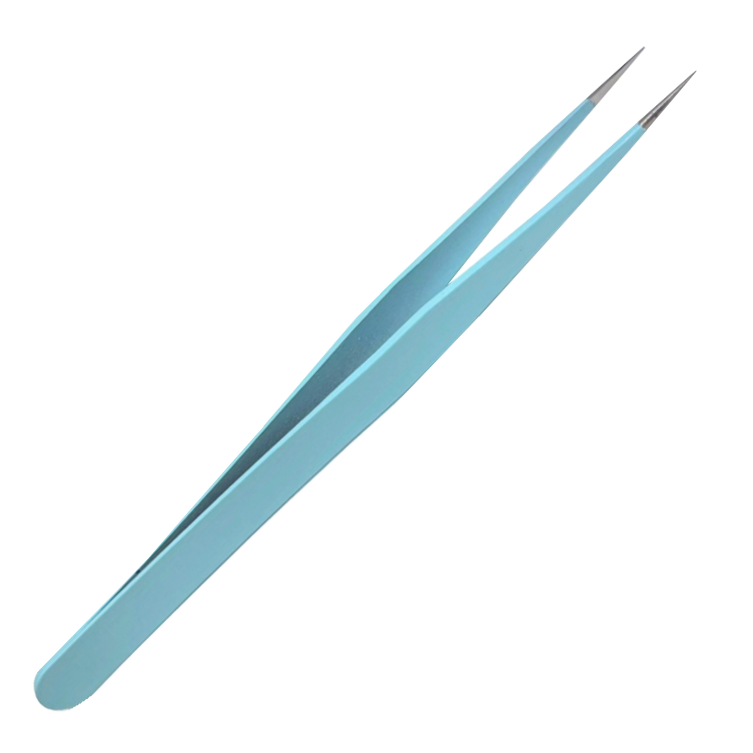 Pince à Épiler Bout Pointu Bleu en Acier Inoxydable