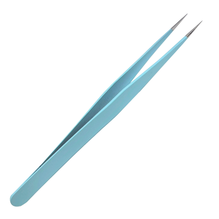 Pince à Épiler Bout Pointu Bleu en Acier Inoxydable