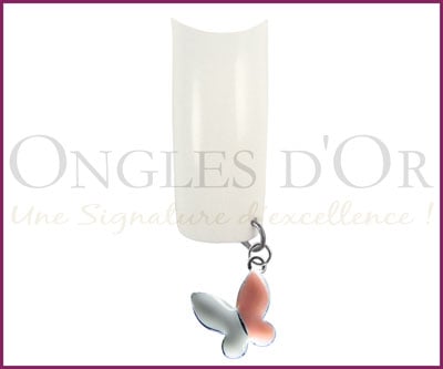 Piercing pour Ongles, Gros Papillon Rose et Crème (101)