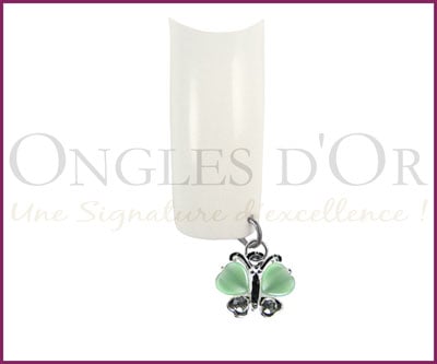 Piercing pour Ongles, Papillon Pierres Vert/Clair (106)