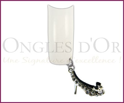 Piercing pour Ongles, Talon Haut Argent Pierres Claires (124
