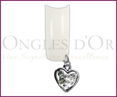 Piercing pour Ongles, Coeur Argent Pierres Claires (127)