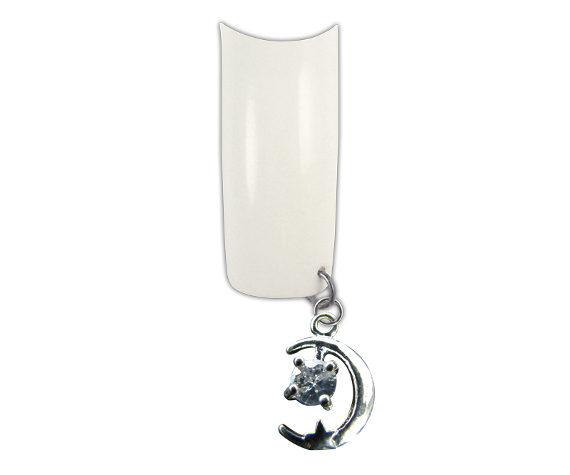 Piercing pour Ongles Lune Argent Grosse Pierre Claire