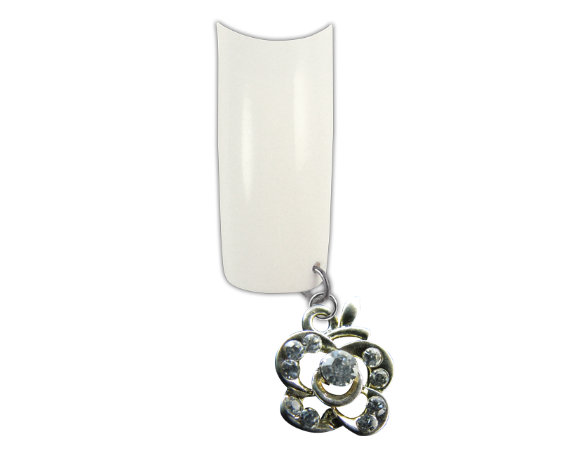 Piercing pour Ongles Fleur Argent Pierres Claires