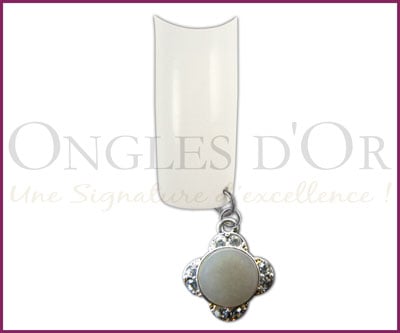 Piercing pour Ongles, Médaillon Argent Pierre Nacrée (143)