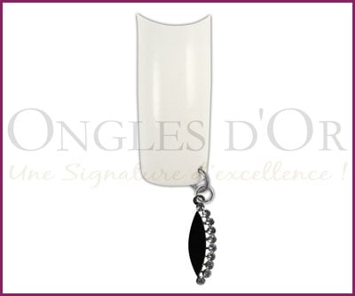 Piercing pour Ongles, Losange Noir Pierres Claires (147)