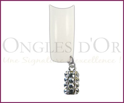 Piercing pour Ongles, Rectangle Argent Pierres Claires (152)