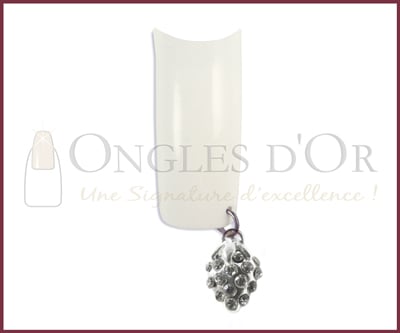 Piercing pour Ongle Fraise Argent Pierres Claires POF5