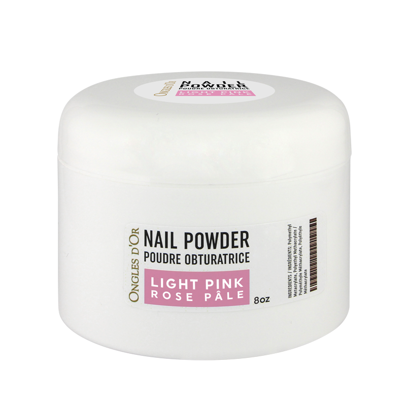Poudre rose pâle 8 oz, Light pink  powder 8 oz, Ongles d&