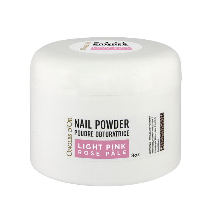 Poudre rose pâle 8 oz, Light pink  powder 8 oz, Ongles d&