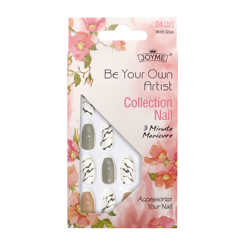 Press-On Nails - Joyme White/Black/Grey/Beige 24pcs