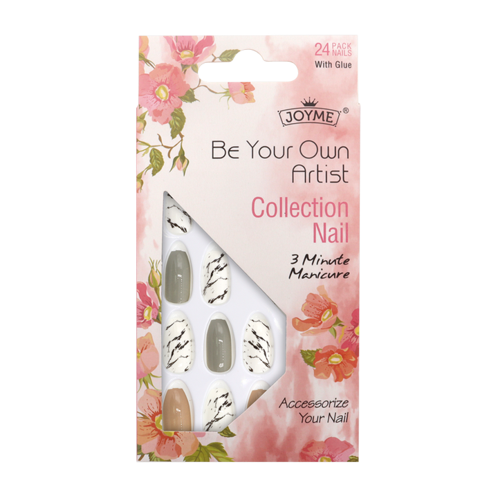 Press-On Nails - Joyme White/Black/Grey/Beige 24pcs