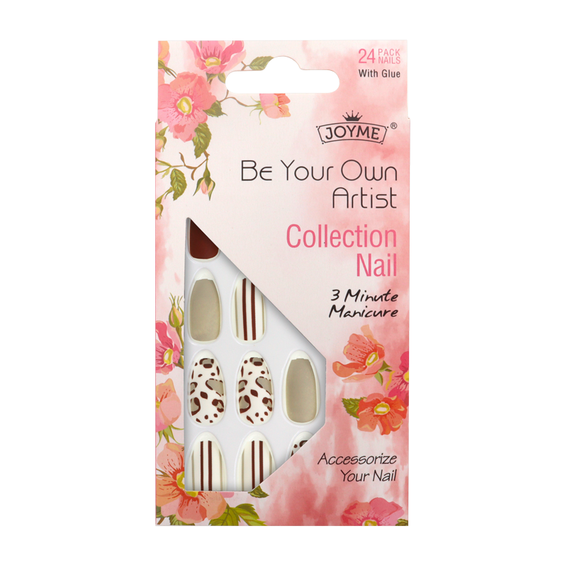 Press-On Nails - Joyme White/Brown/Grey 24pcs