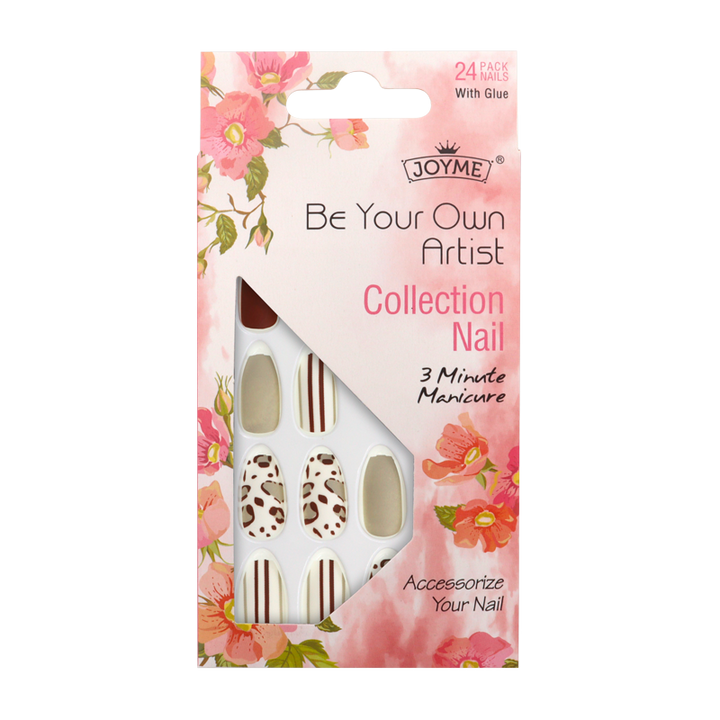 Press-On Nails - Joyme Blanc/Brun/Gris 24pcs