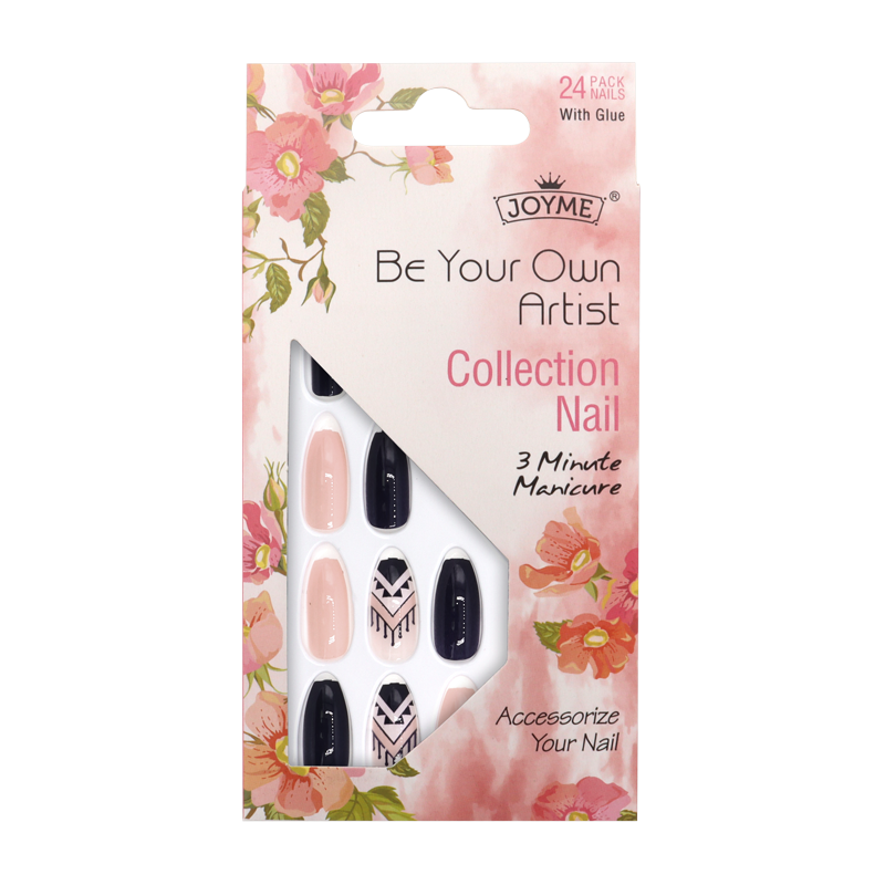 Press-On Nails - Joyme Black/Pink/White 24pcs