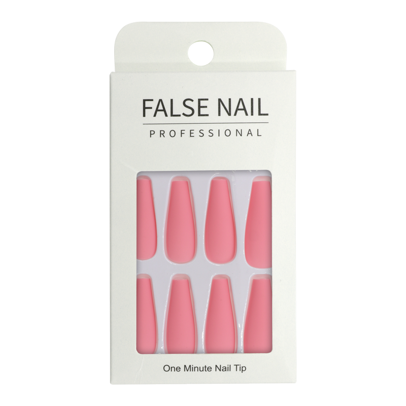 Press-On Nails - False Nail Professional Matte Pink Coffin 24pcs
